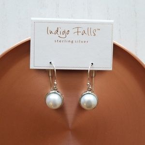 Sterling silver and white pearl earrings